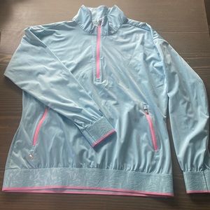 Adidas Golf Womens Light Blue- Pink Lightweight Half Zip Pullover Size L
